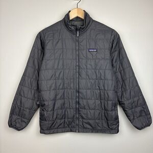 Patagonia Kids Nano Puff Brick Quilted Puffer Jacket Boys Girls XL 14 Gray 68001